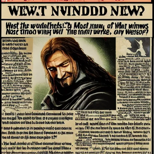 Prompt: What news from the West, O wandering wind, do you bring to me tonight? Have you seen Boromir the Tall by moon or by starlight?