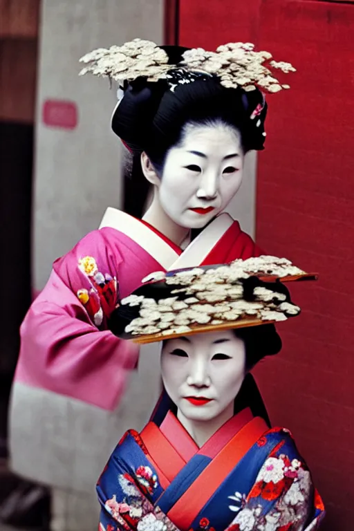 Image similar to photograph of a japanese geisha, photograph by steve mccurry