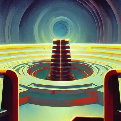 Image similar to a maze head portal to interstellar space galaxy, very coherent, painted by Edward Hopper, Wayne Barlowe, painted by James Gilleard, airbrush, art by JamesJean