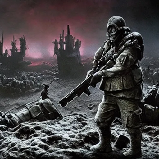 Image similar to the last war, extremely detailed claymation art, extremely realistic, dark, moody, foggy