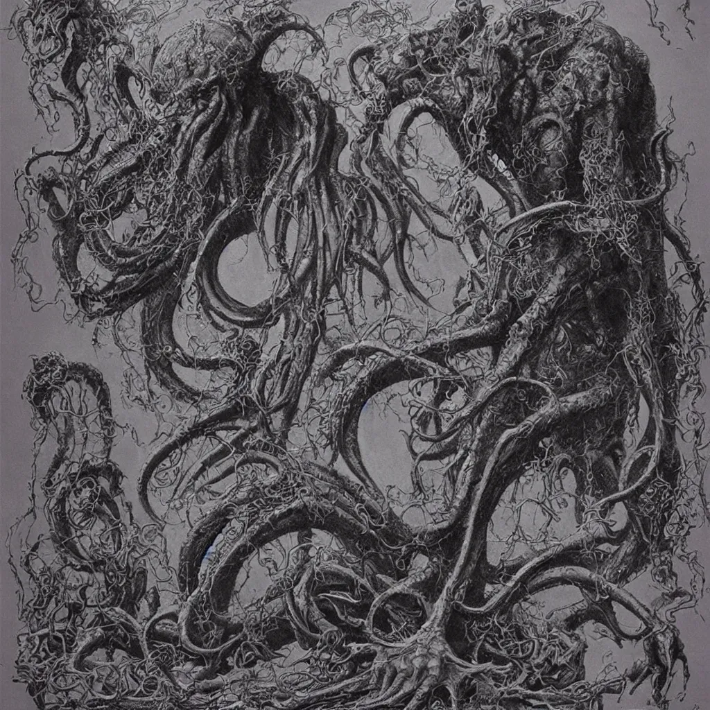 Prompt: Cthulhu, drawn by Wayne Barlowe