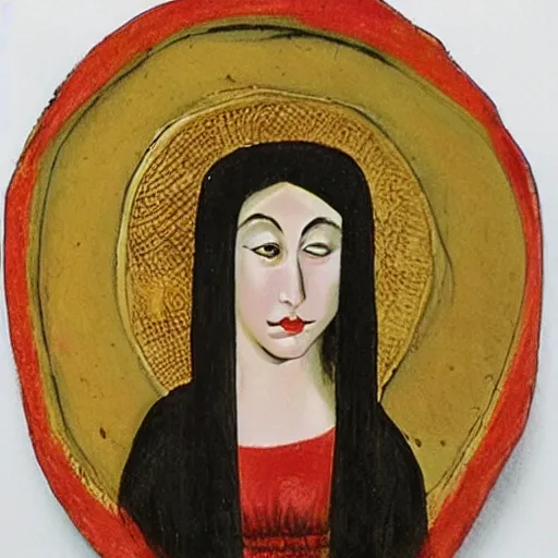 Image similar to female vampire, medieval painting