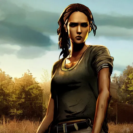 Image similar to jessica alba walking dead telltale, 4 k full hd,