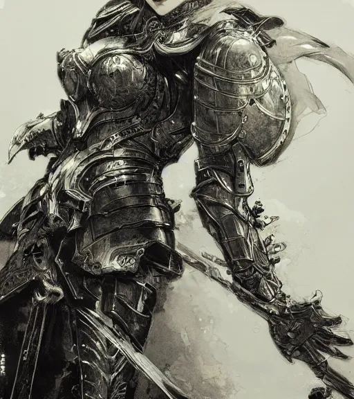 Image similar to portrait of anime woman in armor, pen and ink, intricate line drawings, by craig mullins, ruan jia, kentaro miura, greg rutkowski, loundraw