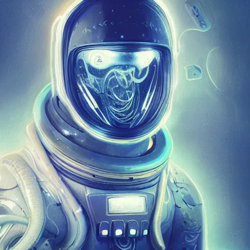 Image similar to hyperrealistic portrait of a squid monster astronaut, full body portrait, well lit, intricate abstract. cyberpunk, intricate artwork, by Tooth Wu, wlop, beeple. octane render, in the style of Jin Kagetsu, James Jean and wlop, highly detailed, sharp focus, intricate concept art, digital painting, ambient lighting, 4k, artstation