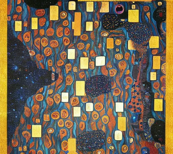 Image similar to a river of bodies and nebula and jewels, by Georgia O keeffe, by Gustav klimt