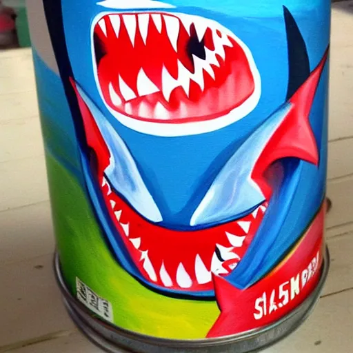 Prompt: Shark Spam Can, painting