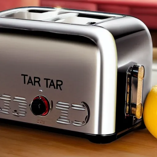 Prompt: a toaster that says Tay on it