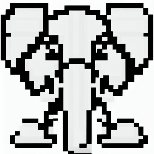 Prompt: an ultra pixelated elephant logo, 5 1 2 x 5 1 2 pixels.