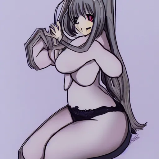 Prompt: an anime drawing of an extremely curvy girl featured on pixiv, booru