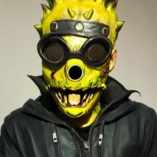 Prompt: a person cosplaying dorohedoro