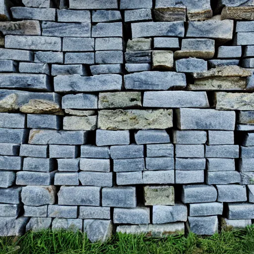 Image similar to a forest of trees made out of stone bricks with blue leaves