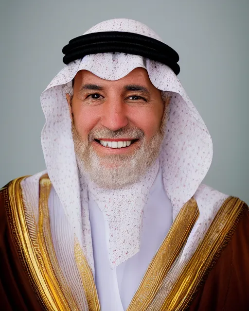 Prompt: a portrait photograph of joe biden as a muslim sheikh from saudi arabia, dslr photography