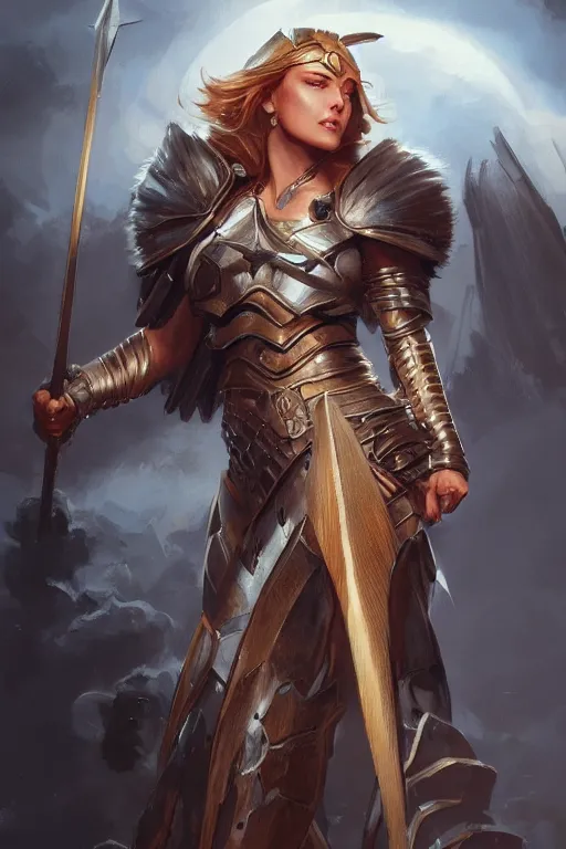 Image similar to amazon valkyrie athena, d & d, fantasy, portrait, highly detailed, headshot, digital painting, trending on artstation, concept art, sharp focus, illustration, art by artgerm and greg rutkowski and magali villeneuve