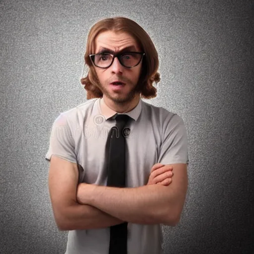 Prompt: full photo of a guy with chestnut hair long hair glasses as a hostage negotiation stock image