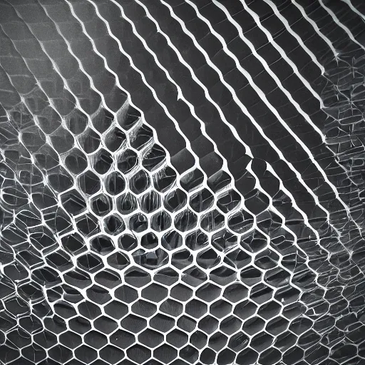 Image similar to abstract honeycomb structure inside a acrylic cube in a dark grey background