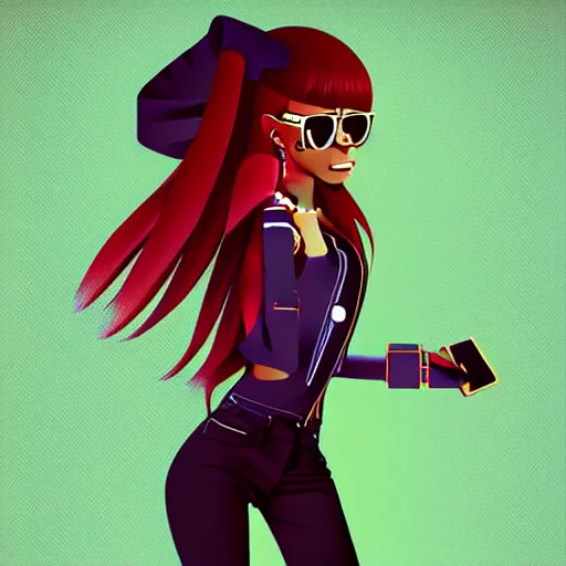 Image similar to 2 d character design, female rapper, vector art, digital art, portrait, 4 k, 8 k, sharp focus, smooth, illustration, concept art, music artist