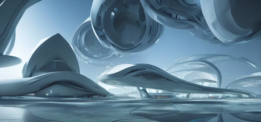 Image similar to a futuristic biome, designed by zaha hadid, sci - fi, digital art by beeple