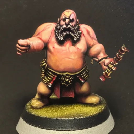 Image similar to chaos dwarf smith in the style of warhammer fantasy : : head and torso oil painting