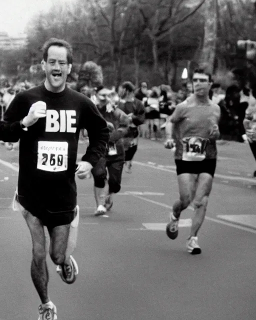 Image similar to film still close - up shot of joe biden running a marathon. photographic, photography