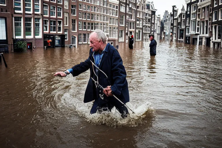 Prompt: Dutch people trying to fight back the flood in Amsterdam, photograph, natural light, sharp, detailed face, magazine, press, photo, Steve McCurry, David Lazar, Canon, Nikon, focus