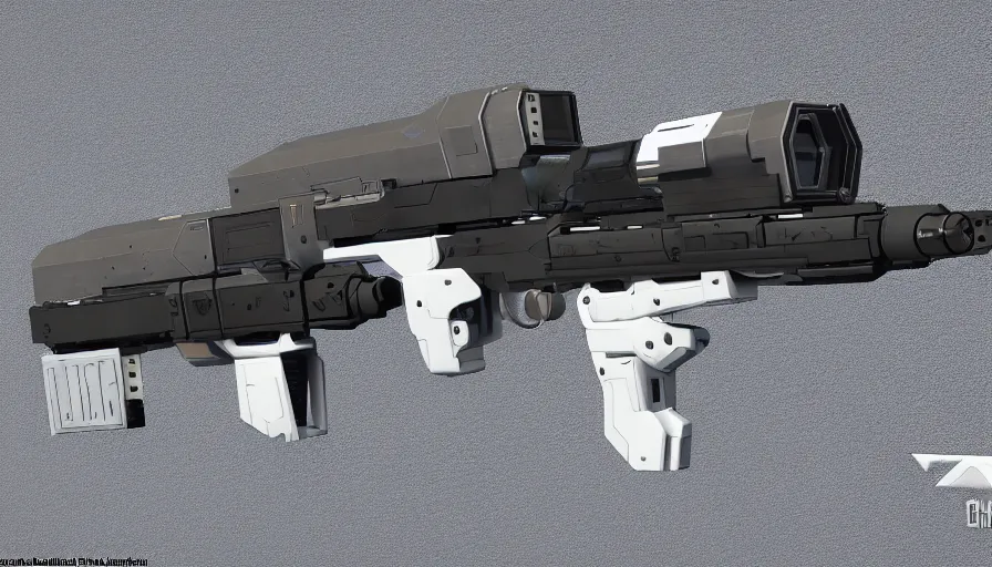 Image similar to extremely detailed realistic side view of a sci fi bullpup laser rifle, detailed trigger, chemically propelled, battery powered, smooth streamline, battery and wires, railgun, chemrail, gauss, elegant sleek smooth body, white paint, smooth utopian design, ultra high quality, minimalist, octane, cod, destiny, warframe, terminator