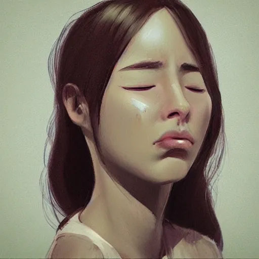 Image similar to “a pretty girl crying, realism, depression, trending on artstation”