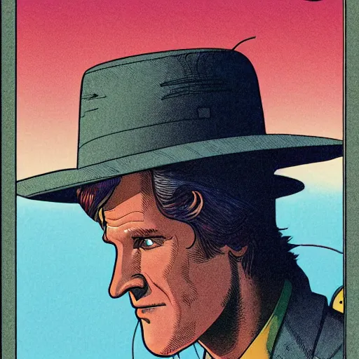 Image similar to matt smith retro minimalist portrait moebius starwatcher comic by jean giraud, 8 k