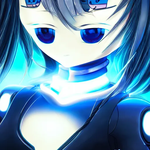 Image similar to anime girl close up beautiful extremely detailed neon city dusk robot cat