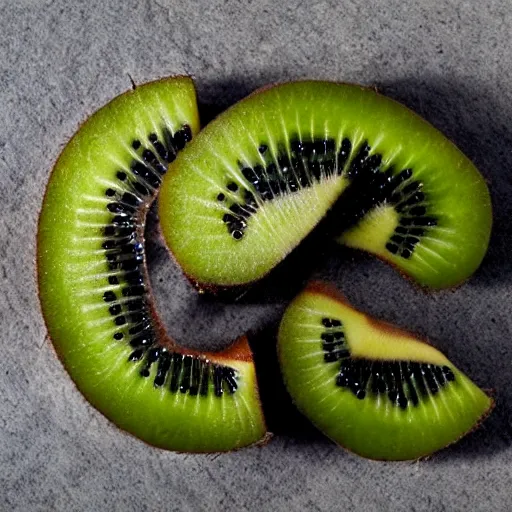 Image similar to a kiwi bird cut in half to reveal a kiwi fruit inside