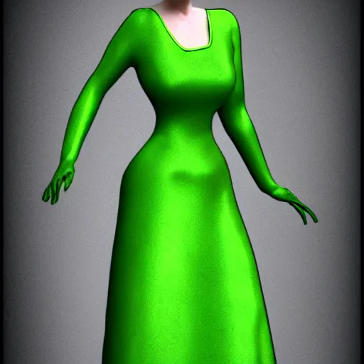 Prompt: beautiful quirky redhead woman, art nouveau, villian, green dress, Cinema4D
