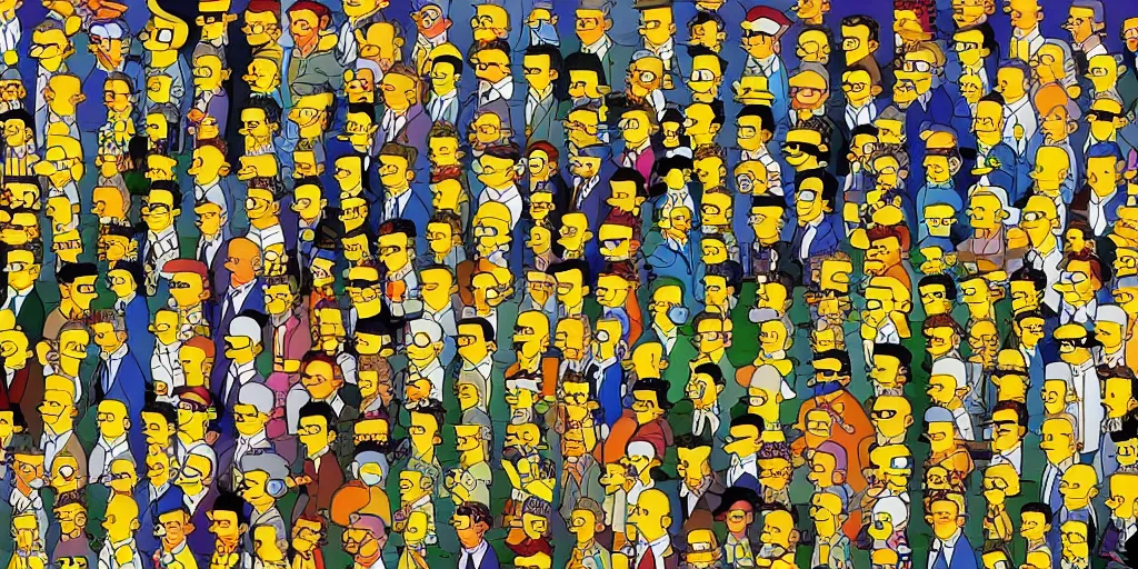 Image similar to the simpsons as a magic eye, autostereograms