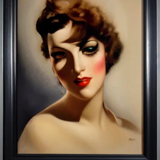 Image similar to a young person, half male and half female, rolf armstrong