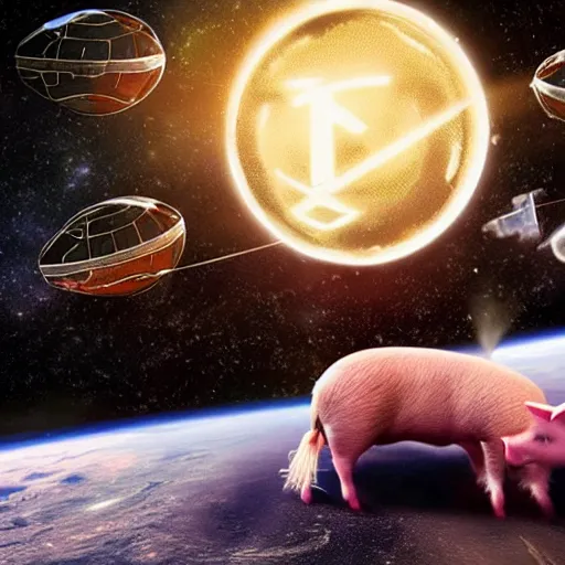 Prompt: pigs in space but with elon musk