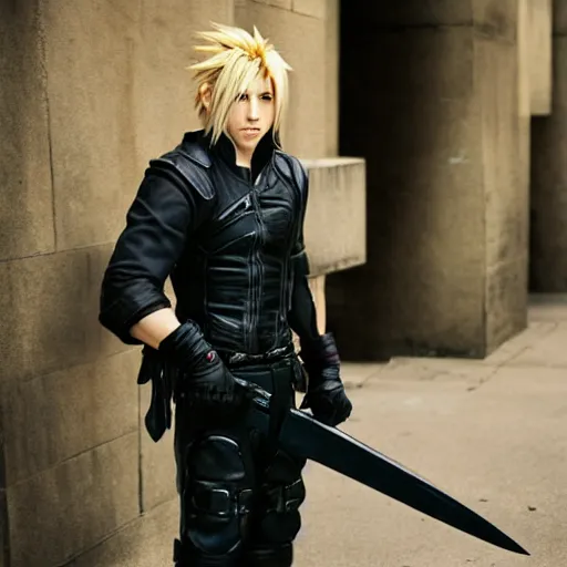 Image similar to A photograph of Cloud Strife in real life