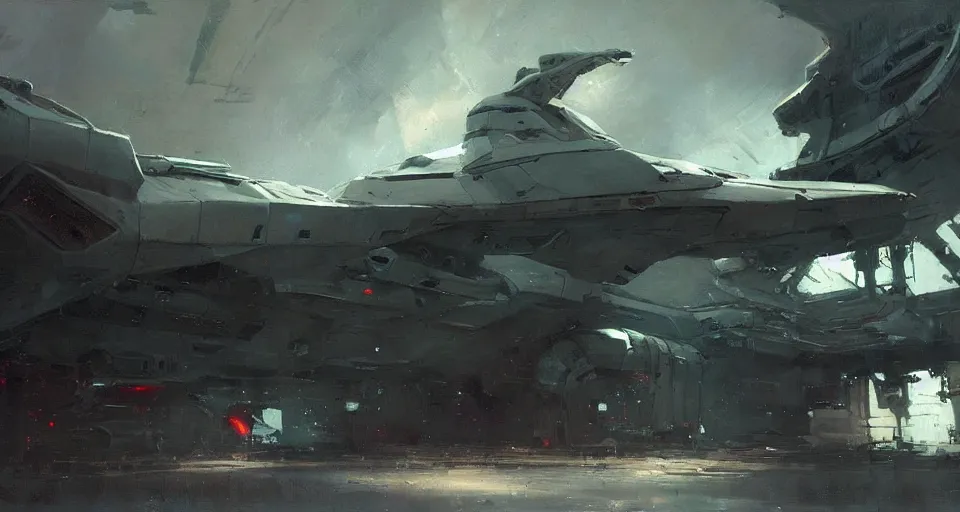 Prompt: spaceship, by jeremy mann, darek zabrocki.