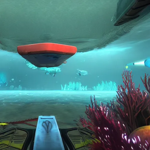 Prompt: a scary underwater in subnautica