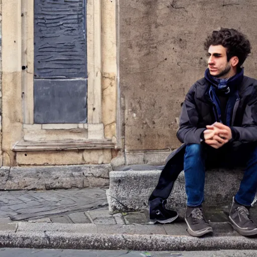 Image similar to an average young italian person, street photography