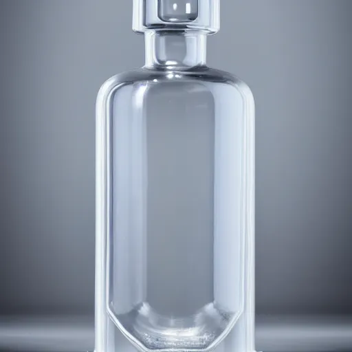 Prompt: A award winning photo of glass vodka bottle in the style of a propane cylinder, studio lighting