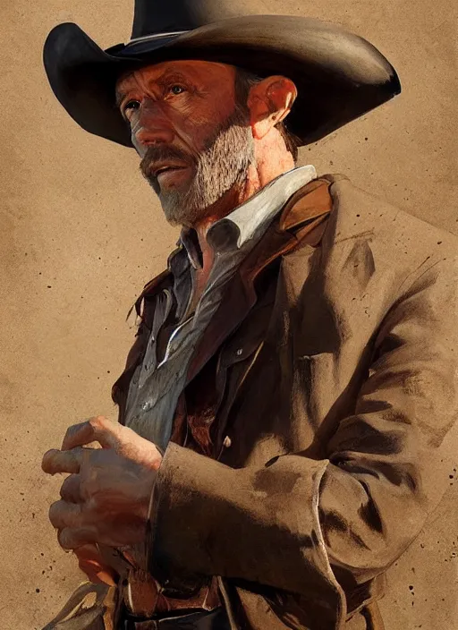 Image similar to jonathan banks as a cowboy, elegant, digital painting, concept art, smooth, sharp focus, illustration, from red dead redemption by ruan jia and mandy jurgens and artgerm and william - adolphe bouguerea