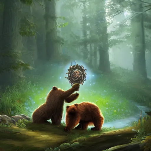 Prompt: druid summoning bears in the forest, d & d inspired, trending on artstation, ultra fine detailed, hyper detailed, hd, concept art, digital painting