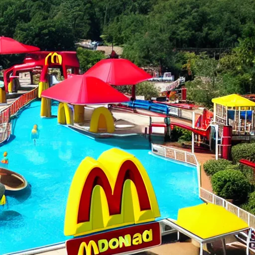 Image similar to a 5 star mcdonalds themed waterpark
