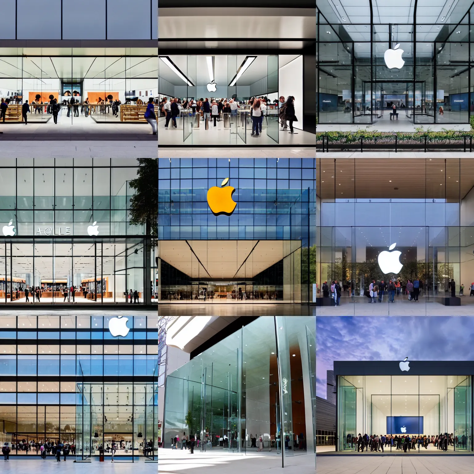 Prompt: marketing photo of an Apple storefront,