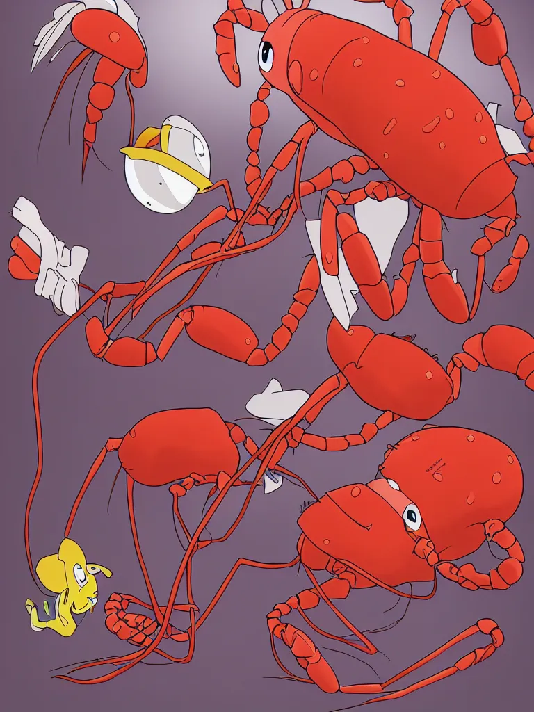 Image similar to waifu larry the lobster from spongebob, anime, studio ghibli, highly detailed, cinematic lighting, trending on artstation