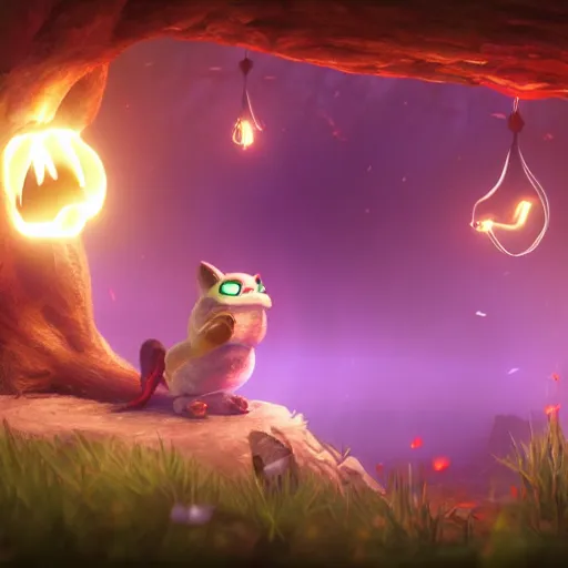 Prompt: happy creature fun video game cosy atmosphere beautifully lit unreal engine