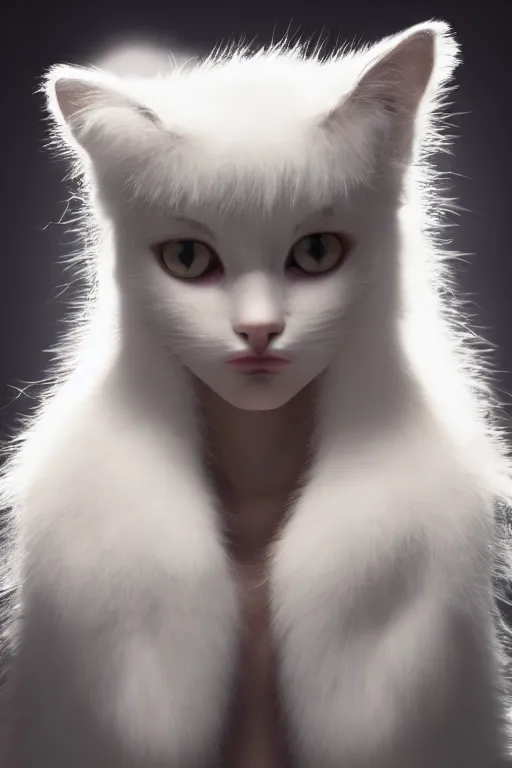 Prompt: full body aesthetic photograph of a beautiful young Japanese cat-girl with furry white ears, by Nick Knight and jia ruan, headshot, realistic, photorealistic, HD, 4k resolution