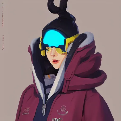 Prompt: Portrait painting Zeniba Ghibli wearing a jacket and a collar, as an Overwatch character, medium shot, asymmetrical, profile picture, Organic Painting, sunny day, Matte Painting, bold shapes, hard edges, street art, trending on artstation, by Huang Guangjian and Gil Elvgren and Sachin Teng