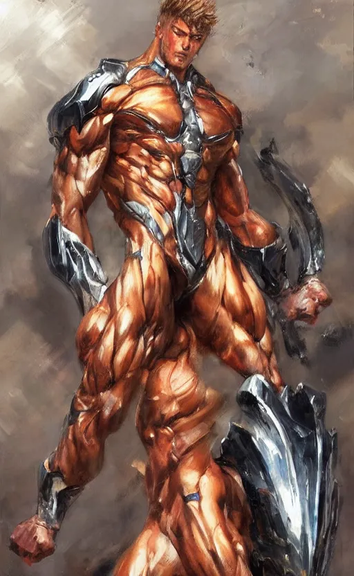 Image similar to muscular genos by daniel gerhartz, trending on art station