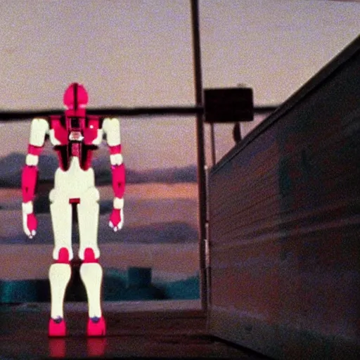 Image similar to movie still of robot evangelion, cinematic composition, cinematic light, criterion collection, by edgar wright