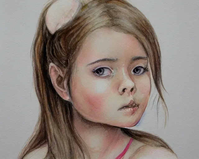 Image similar to a girl with the ice cream watercolor colored pencil painting trending on artstation